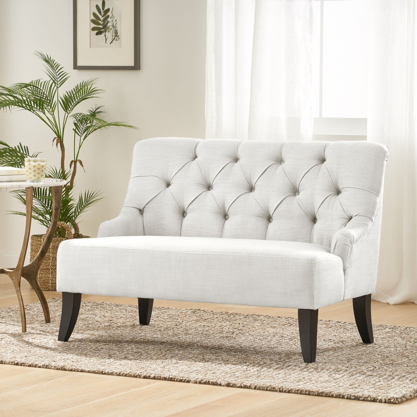 Nicole - French Style Upholstered Loveseat With Tufted Backrest Noble House