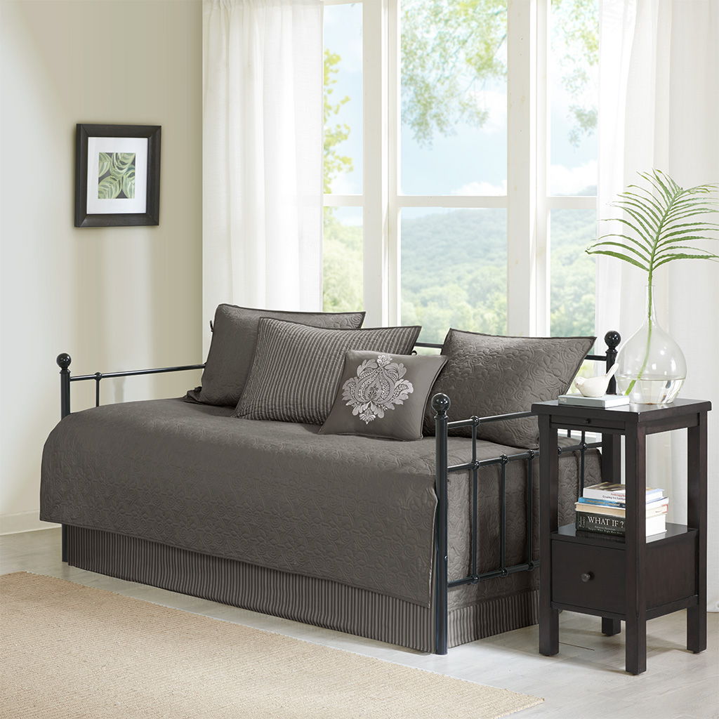 Quebec - Twin Reversible Daybed Cover (Set of 6) - Dark Gray Madison Park