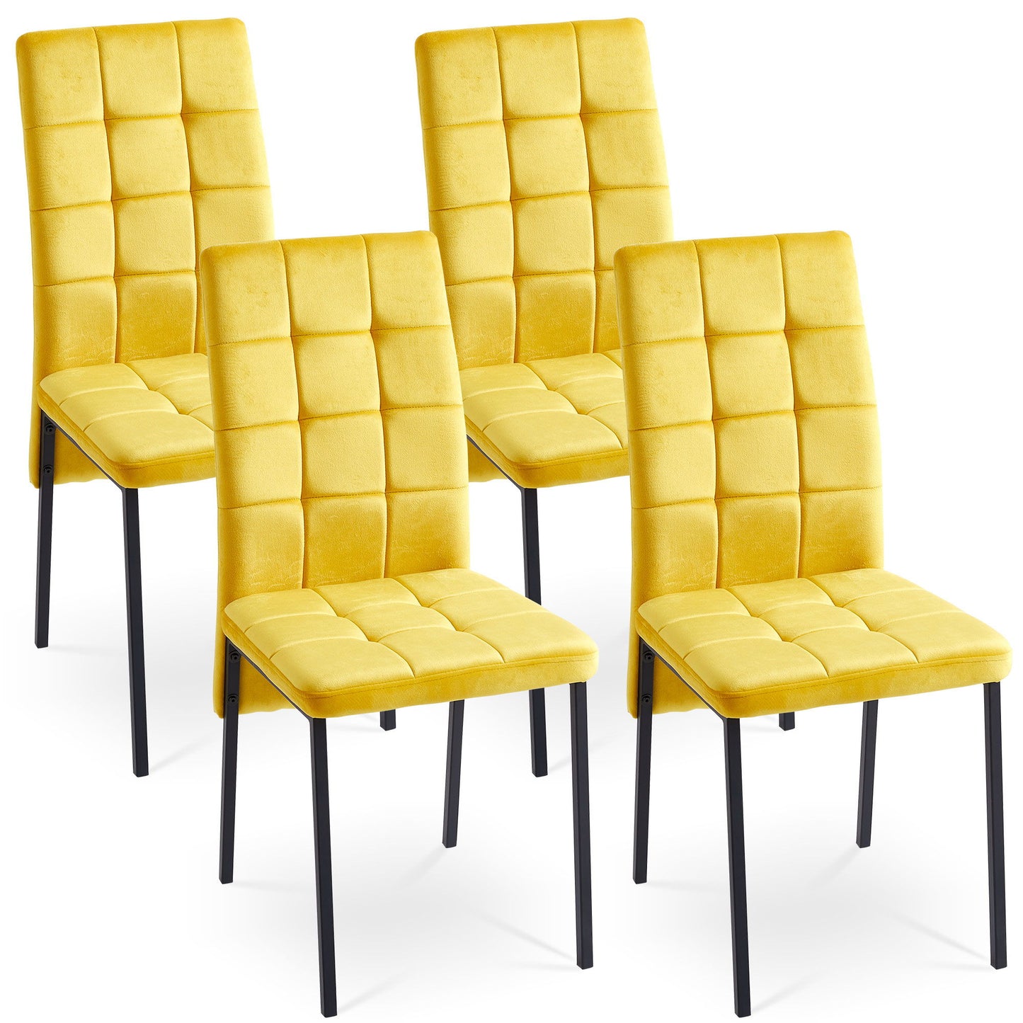 Velvet High Back Nordic Dining Chair Modern Fabric Chair With Black Legs (Set of 2) Home Essentials