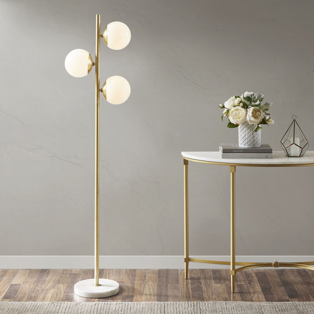 Holloway - Floor Lamp - White / Gold INK+IVY