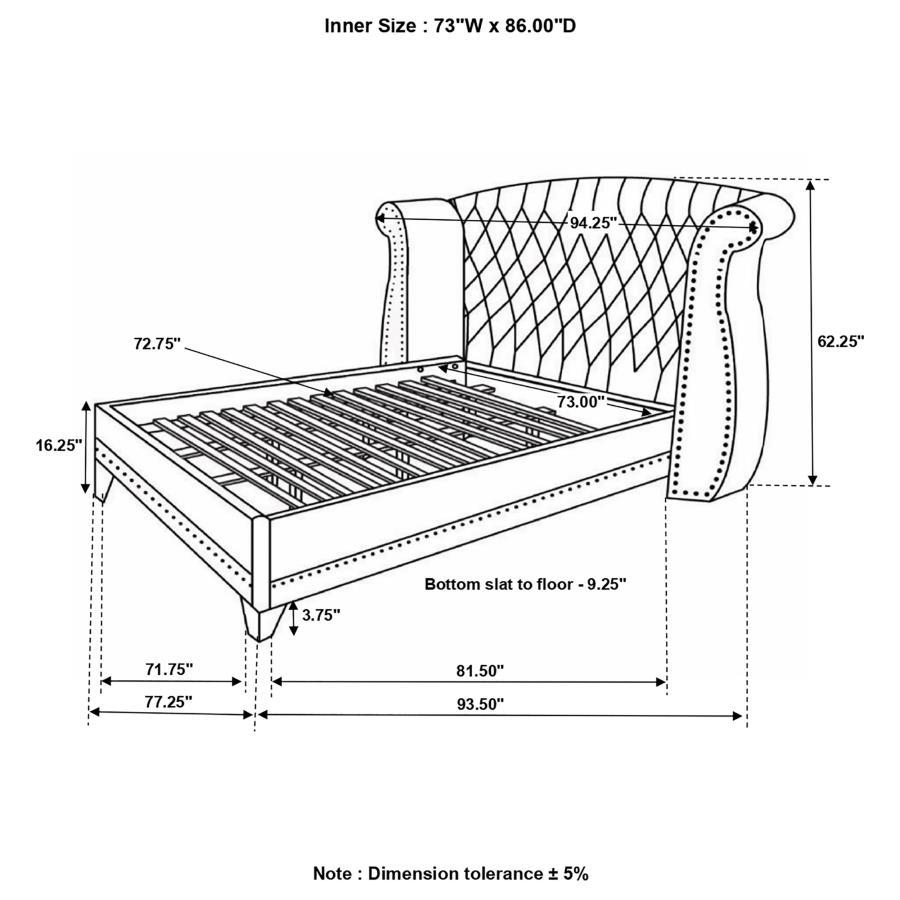 Barzini - Upholstered Wingback Bed CoasterElevations