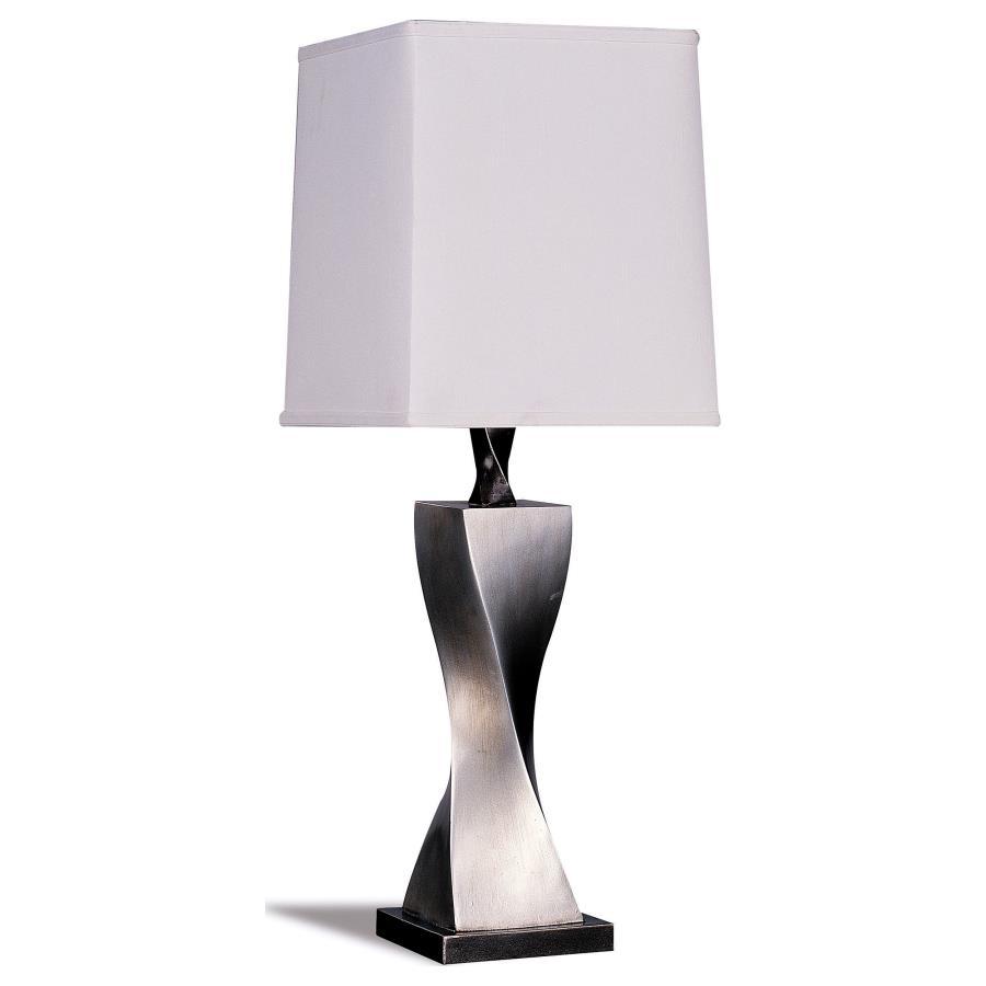 Keene - Tapered Shade Table Lamp Silver (Set of 2) - Distressed Silver CoasterEveryday