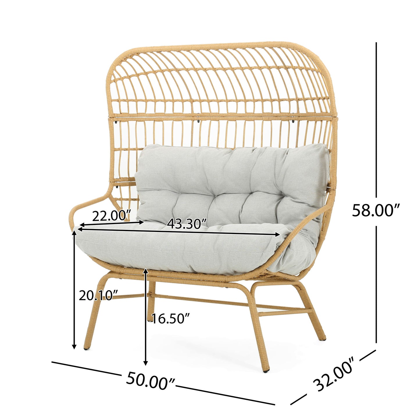 Palos - Outdoor Wicker Loveseat - Light Brown Noble House