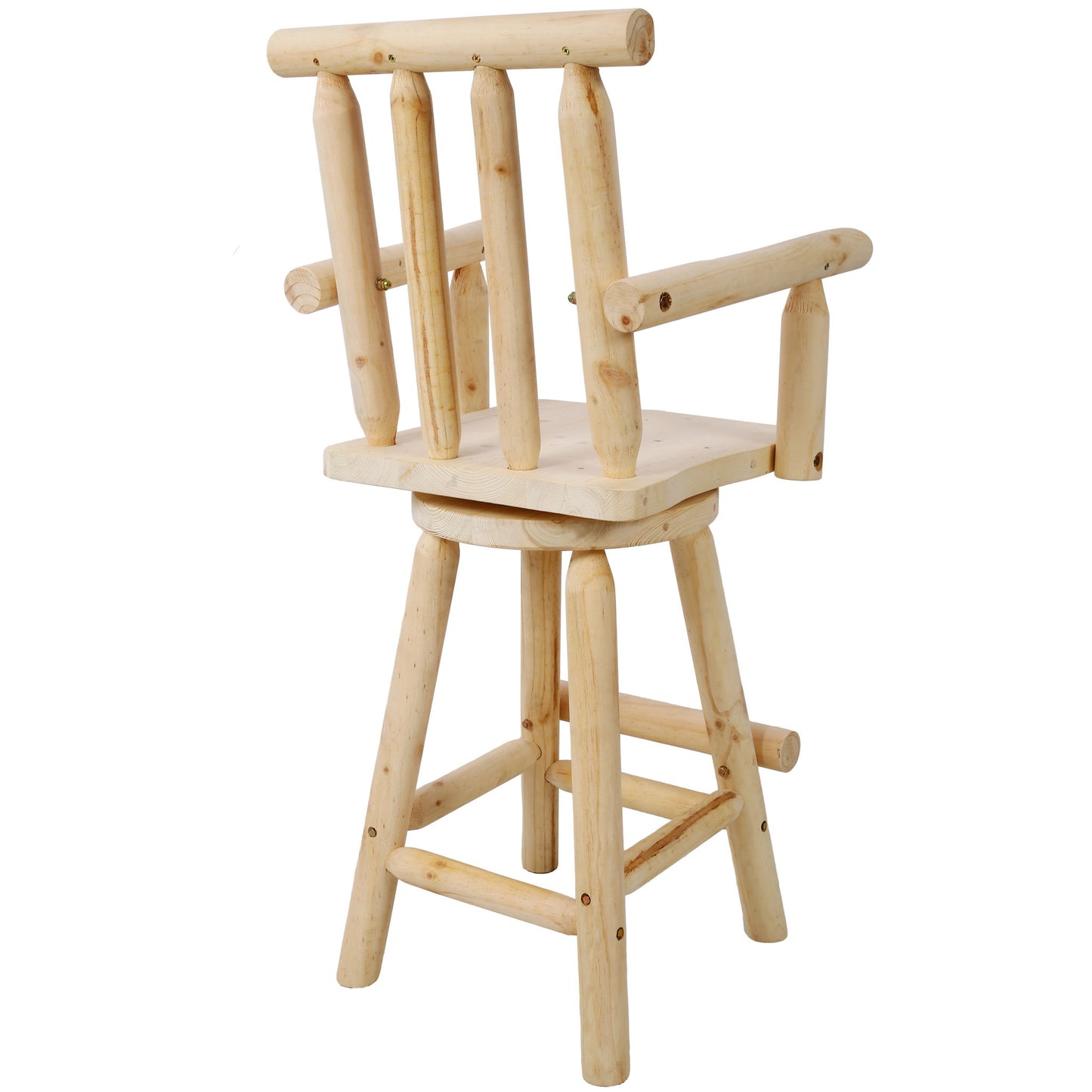 Rustic Bar Stool, Fir Wood Construction, Wide Armrest Home Essentials