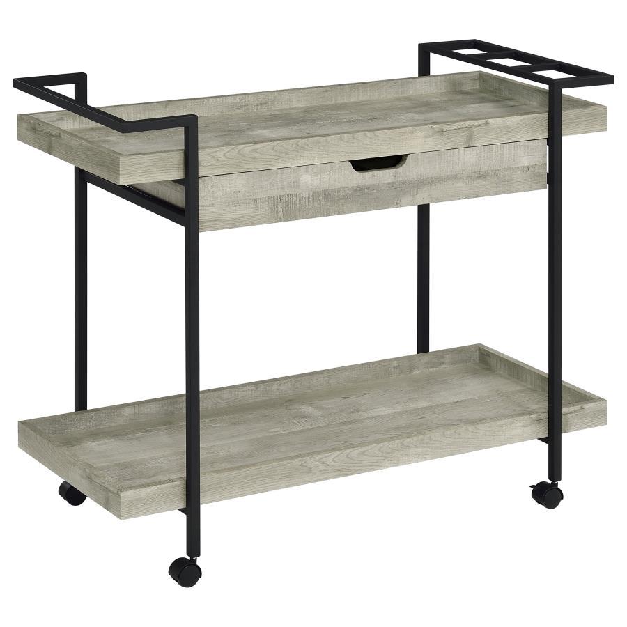 Ventura - 1-Drawer Engineered Wood Bar Cart - Gray Driftwood Coaster Fine Furniture