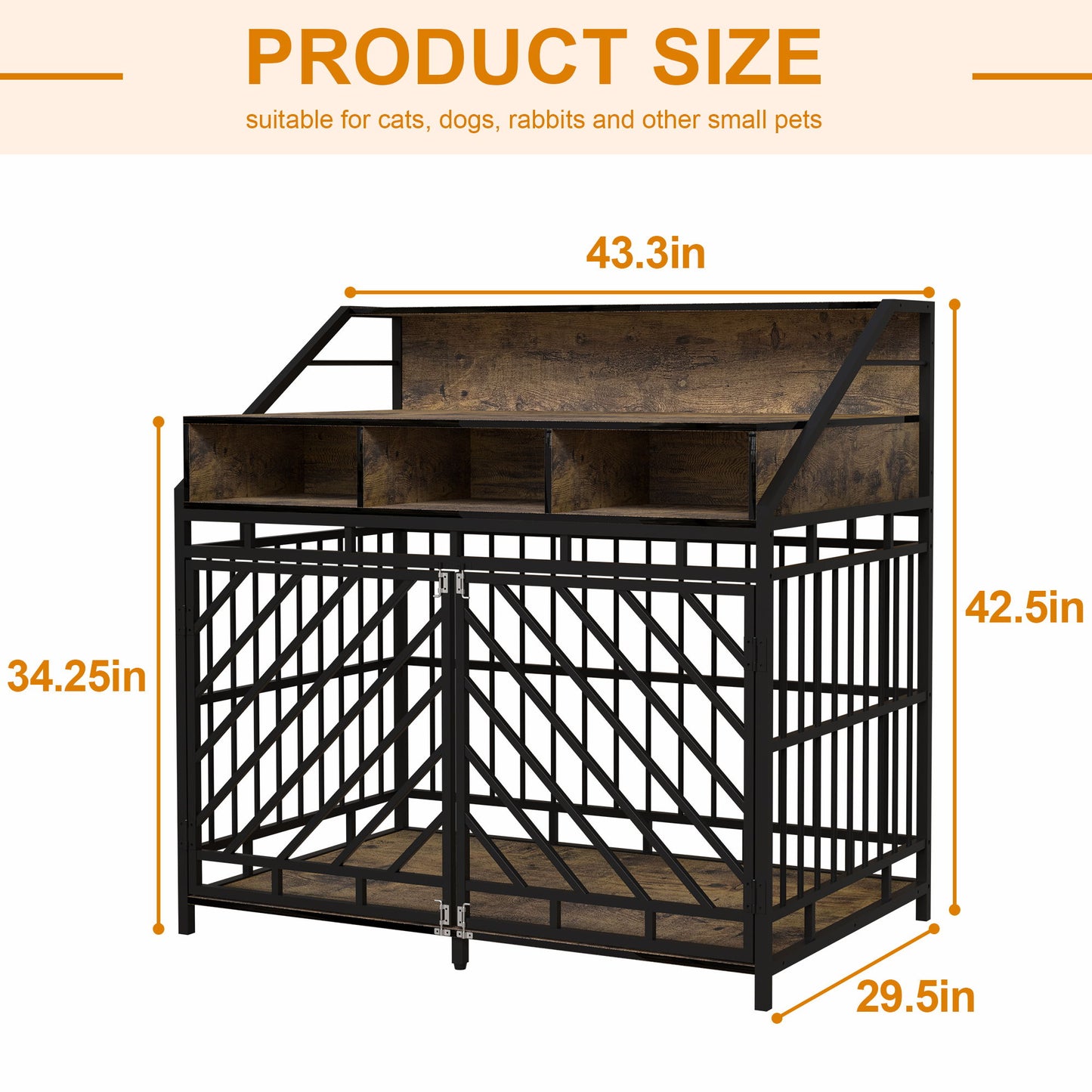 Wooden Dog Crate Furniture With Divider And Storage Drawers For Large Dogs - Rustic Brown Daily Nest