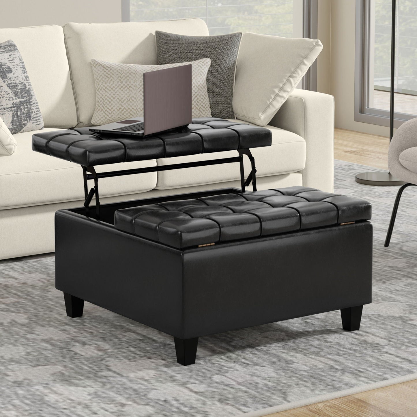 Harrison - Upholstered Coffee Table Storage Ottoman Simpli-Home