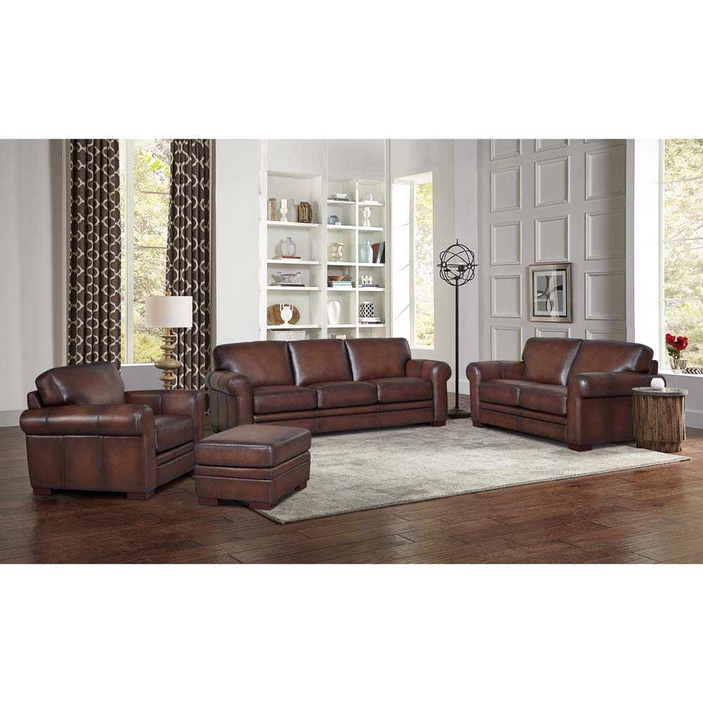 Brookfield - Leather Ottoman - Caramel Hydeline Furniture