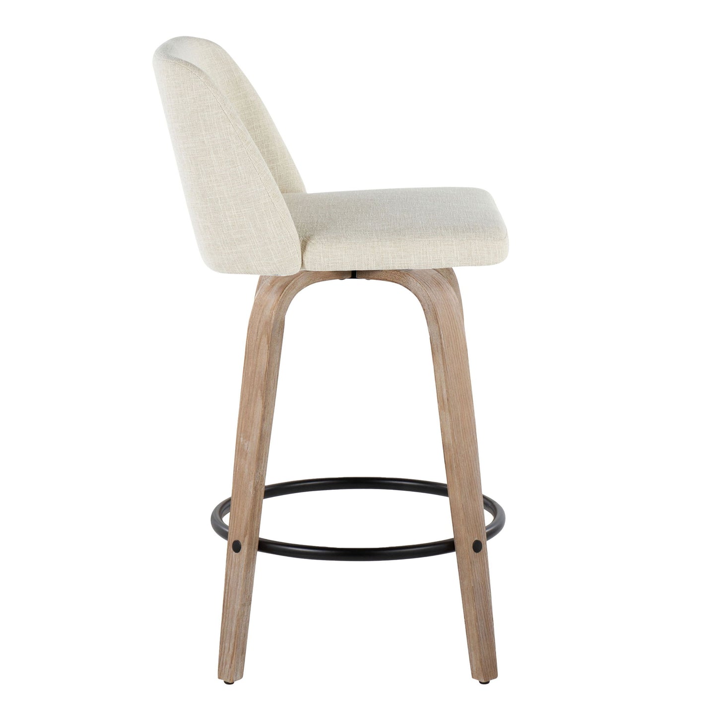 Toriano - Contemporary Fixed Height Counter Stool Swivel & Round Footrest (Set of 2) Lumi Source