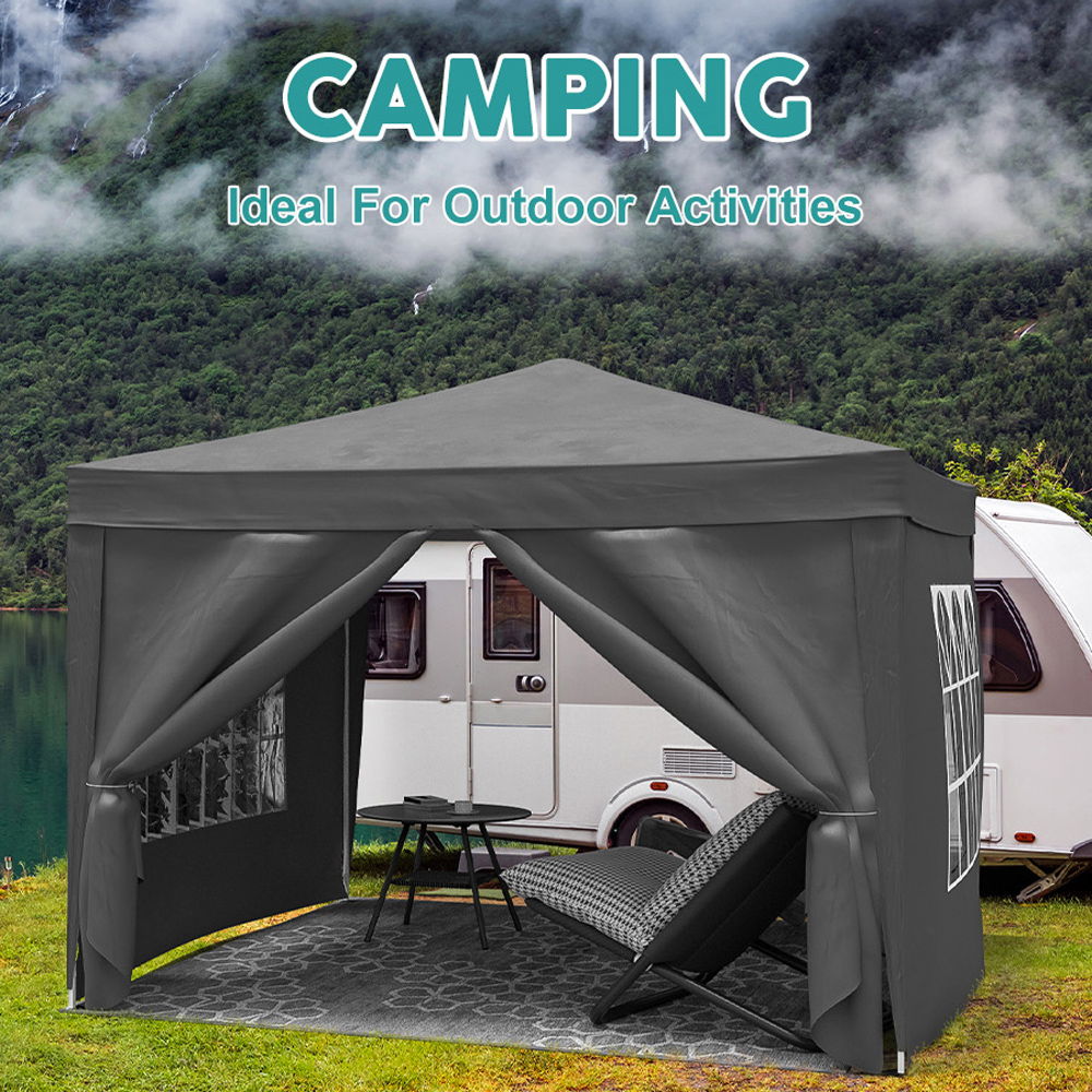 10'X10' Folding Canopy With 4 Removable Sidewalls Outdoor Event Shelter UPF 50+ Gazebo Portable Tents For Parties Beach Camping Wedding Ez Pop Up Canopy 4 Pieces Weight Bag + Carry Bag Home Essentials