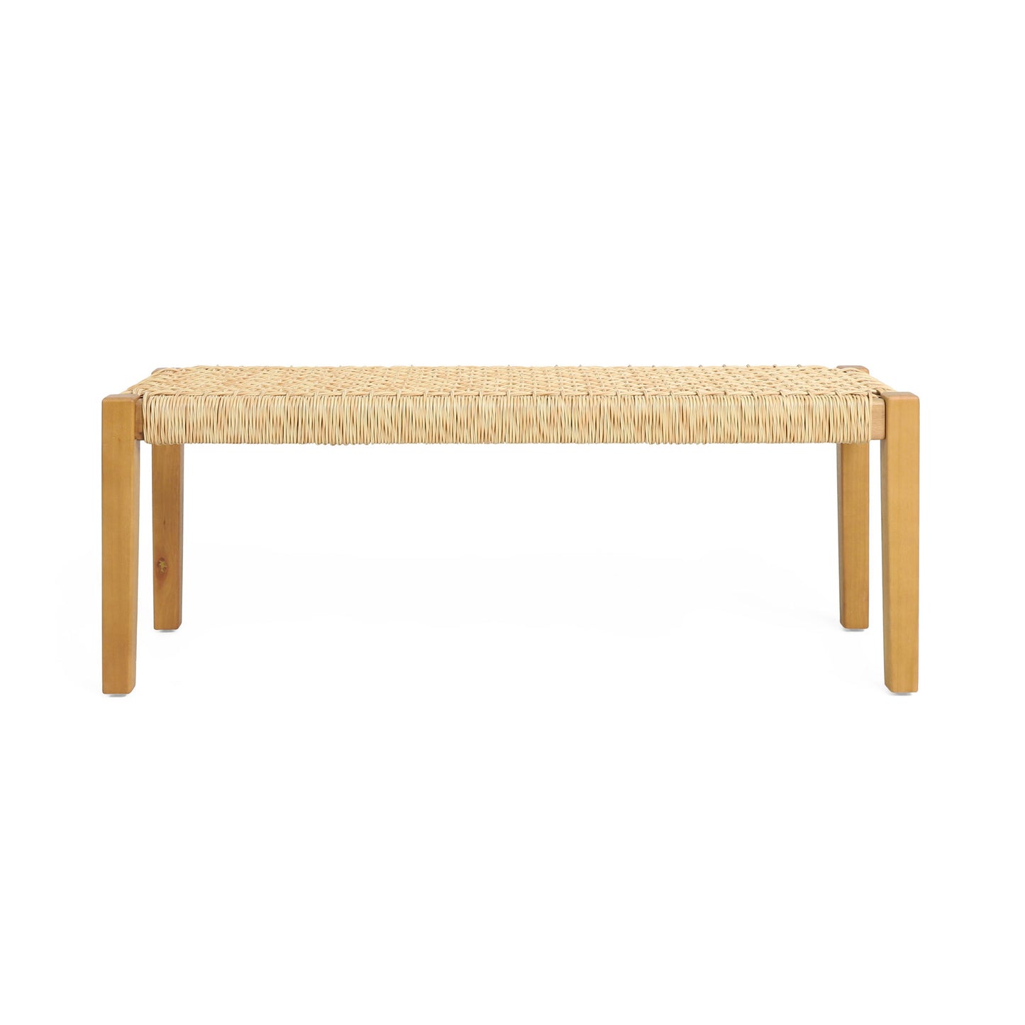 Angie - Bench Outdoor Seating Acacia Wood Faux Rattan - Teak Noble House