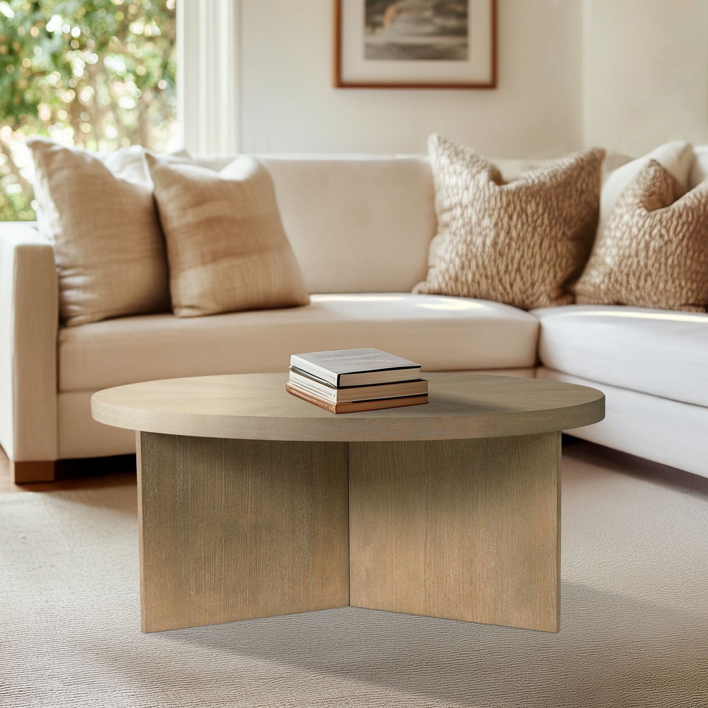 Round Coffee Table With Solid Veneer Top JLA