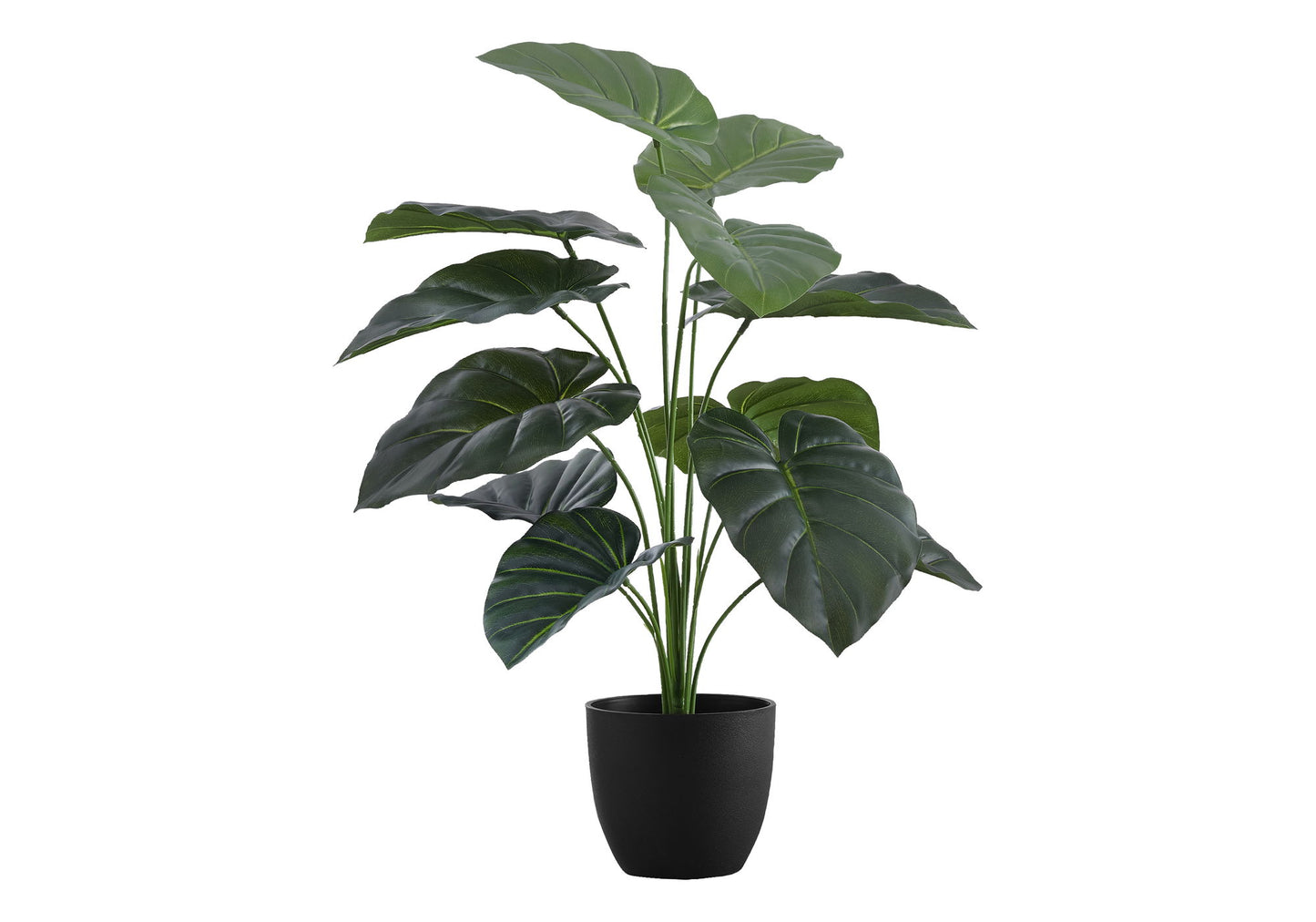 24" Tall, Artificial Plant, Alocasia, Indoor, Faux, Fake, Table, Greenery, Potted, Real Touch, Decorative - Green / Black 8th Street