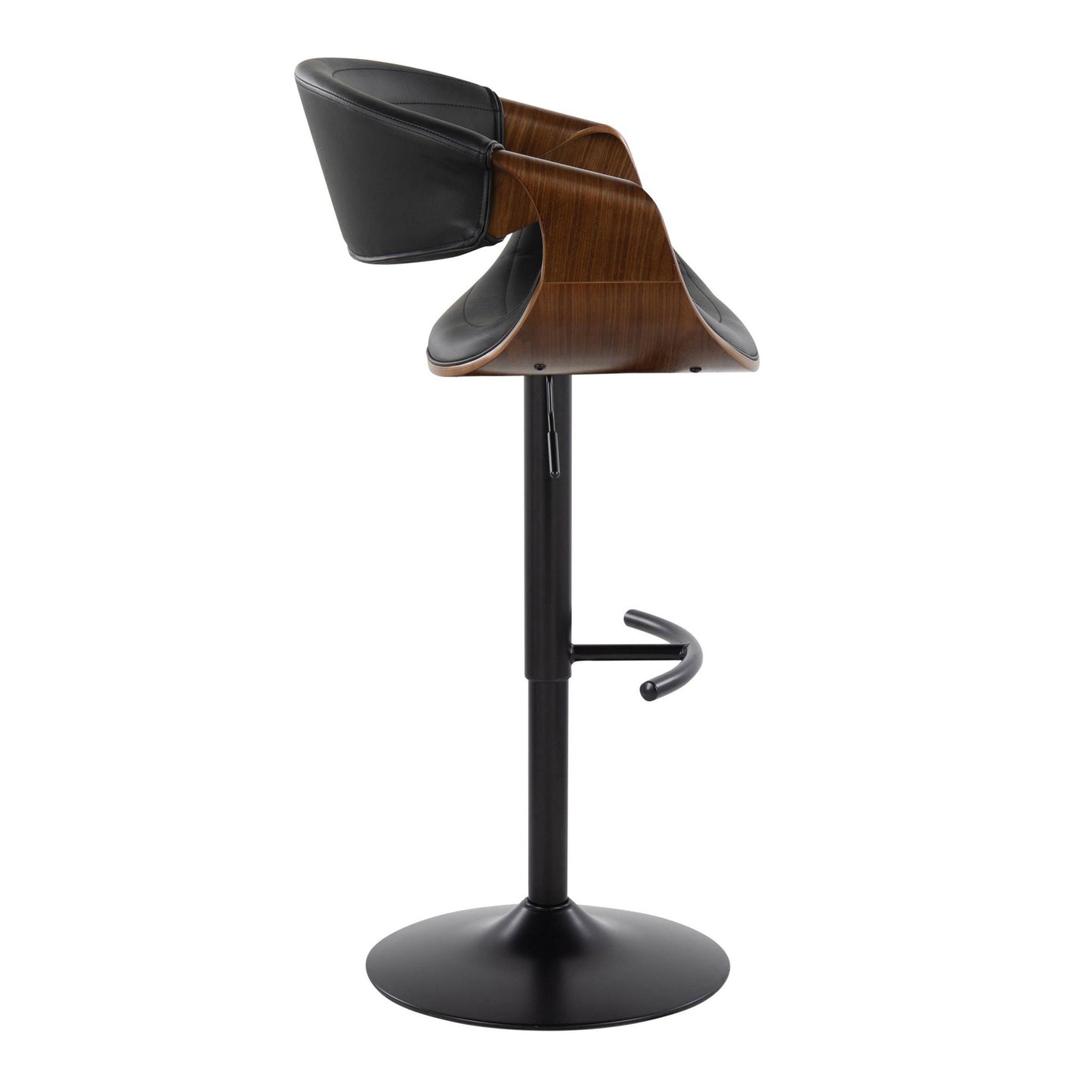 Symphony - Mid-Century Modern Adjustable Barstool With Swivel With Rounded T Footrest (Set of 2) - Black / Walnut / Black Lumi Source