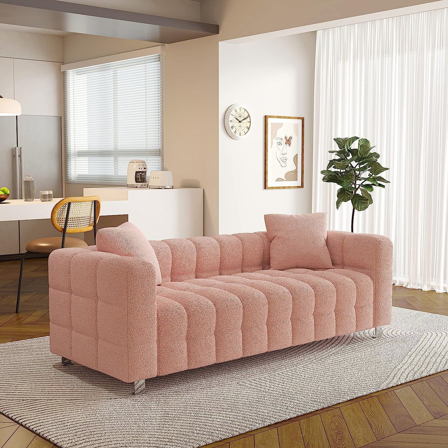 Modern 3 Seater Sofa With 2 Pillows Home Essentials
