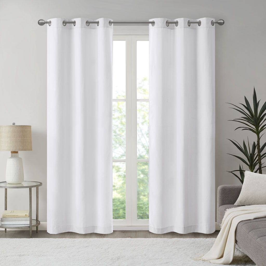 Galen - Basketweave Room Darkening Window Panel Pair - White Madison Park