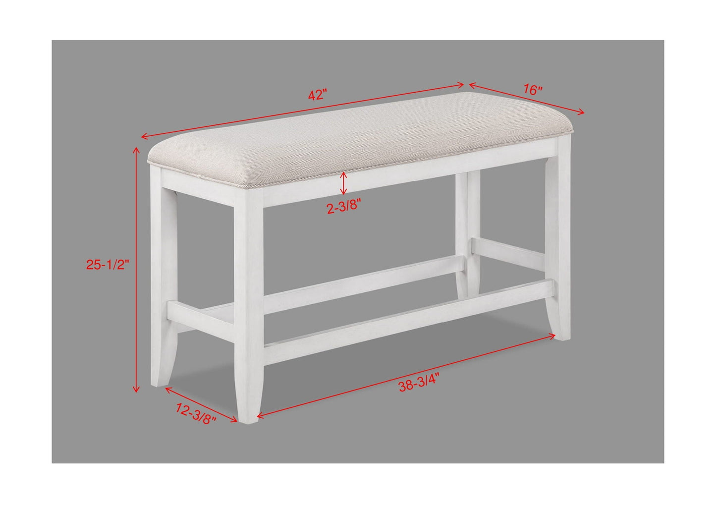 Wendy - Counter Height Bench - White / Beige Crown Mark