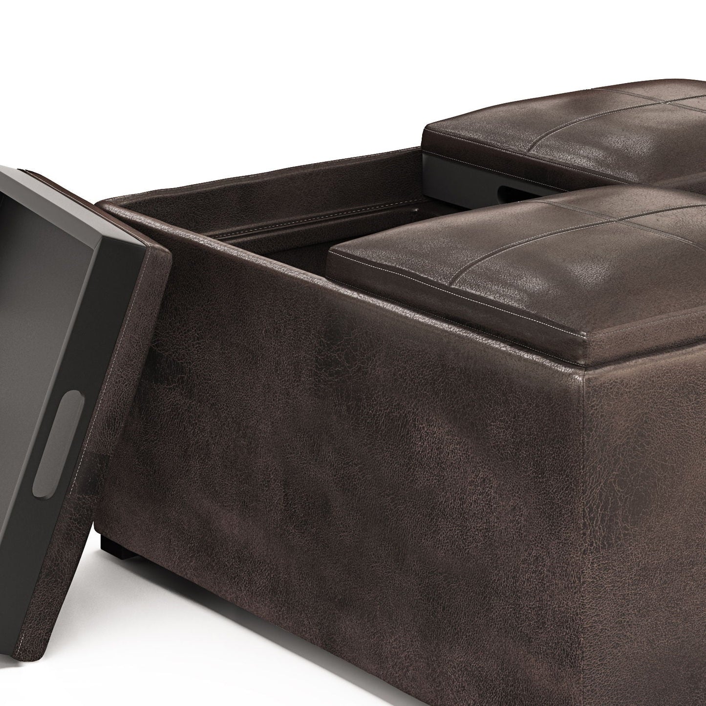 Avalon - Upholstered Square Coffee Table Storage Ottoman Simpli-Home