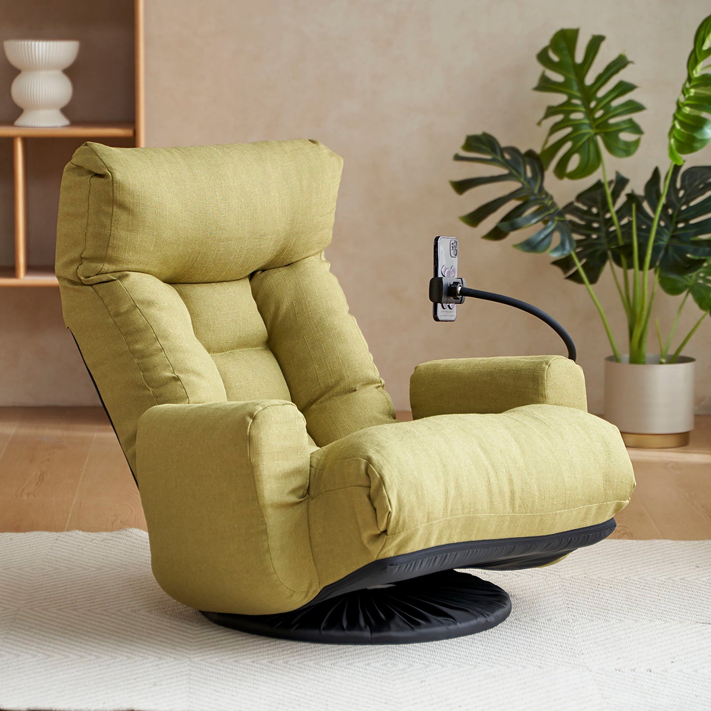 Adjustable Swivel Lounge Chair With 360 Degree Rotating Seat And Headrest Support Home Essentials