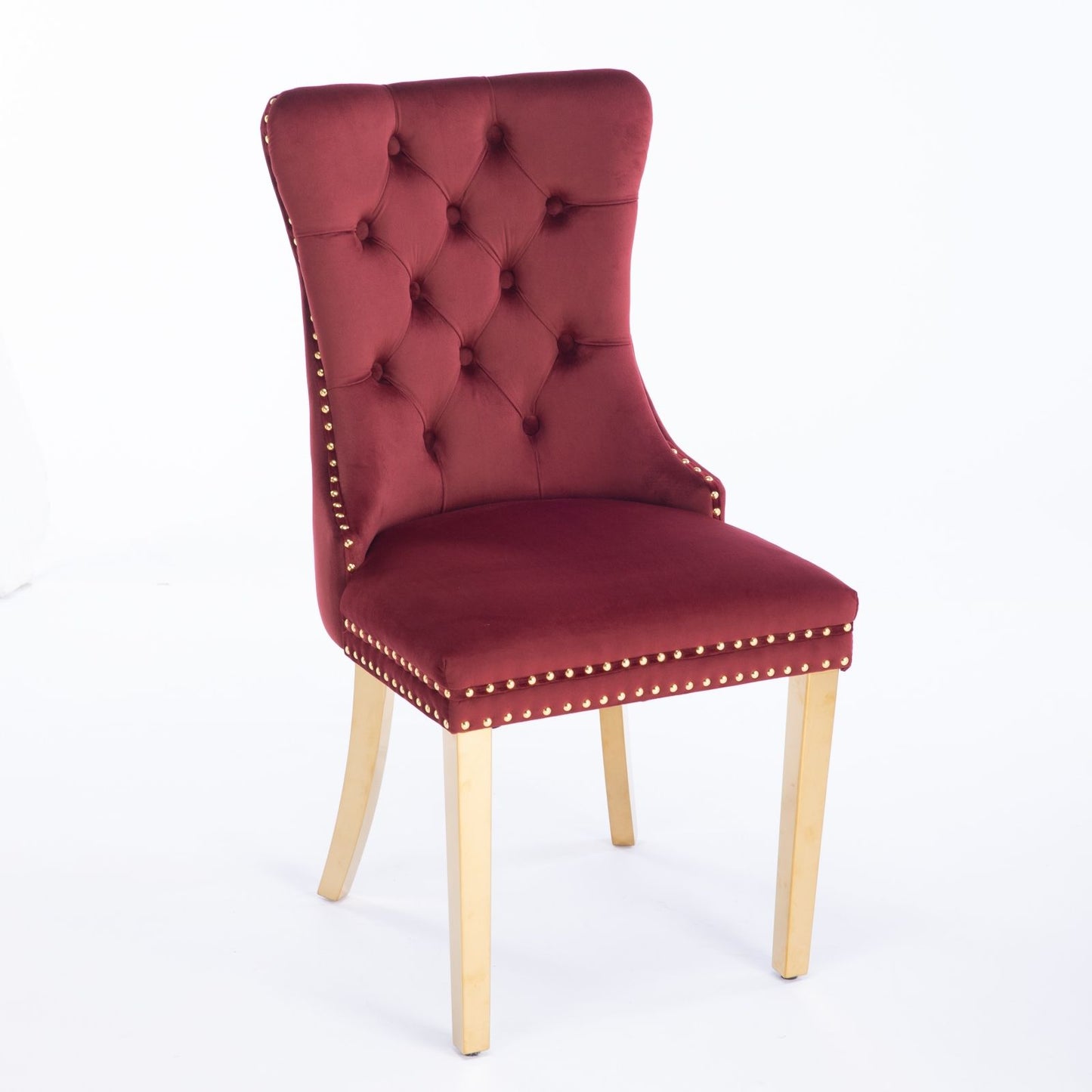 Nikki - Modern, High-End Tufted Solid Wood Contemporary Velvet Upholstered Dining Chair With Golden Stainless Steel Plating Legs, Nailhead Trim (Set of 2) Home Essentials