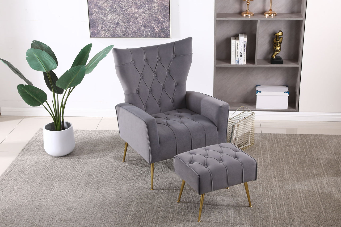 Modern Accent Chair With Ottoman, Comfy Armchair For Living Room - Snoozhouse