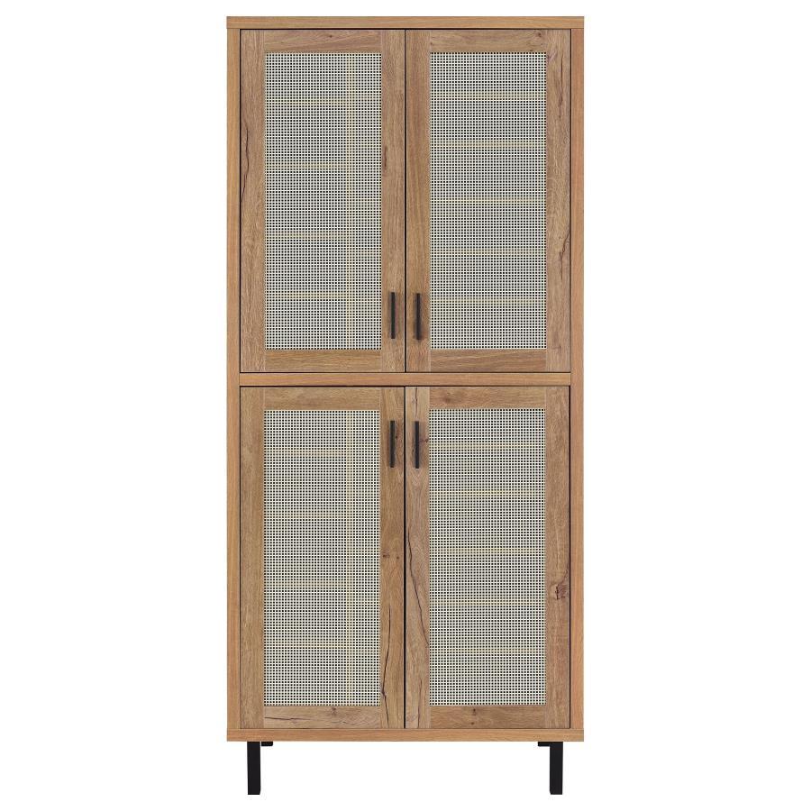 Teller - 4-Door Tall Shoe Storage Cabinet - Natural Oak Coaster Fine Furniture