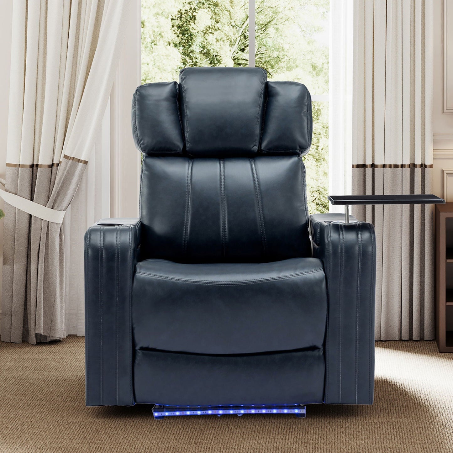 Power Recliner Theater Chair With Cooling Cup Holder, Bluetooth Speaker, LED Lights, USB Ports Hearth and Haven