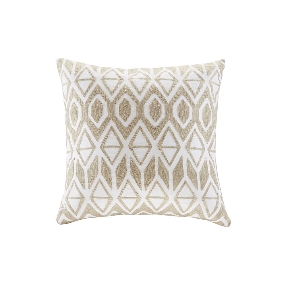 Anslee - Embroidered Square Decorative Pillow - Taupe Harbor House