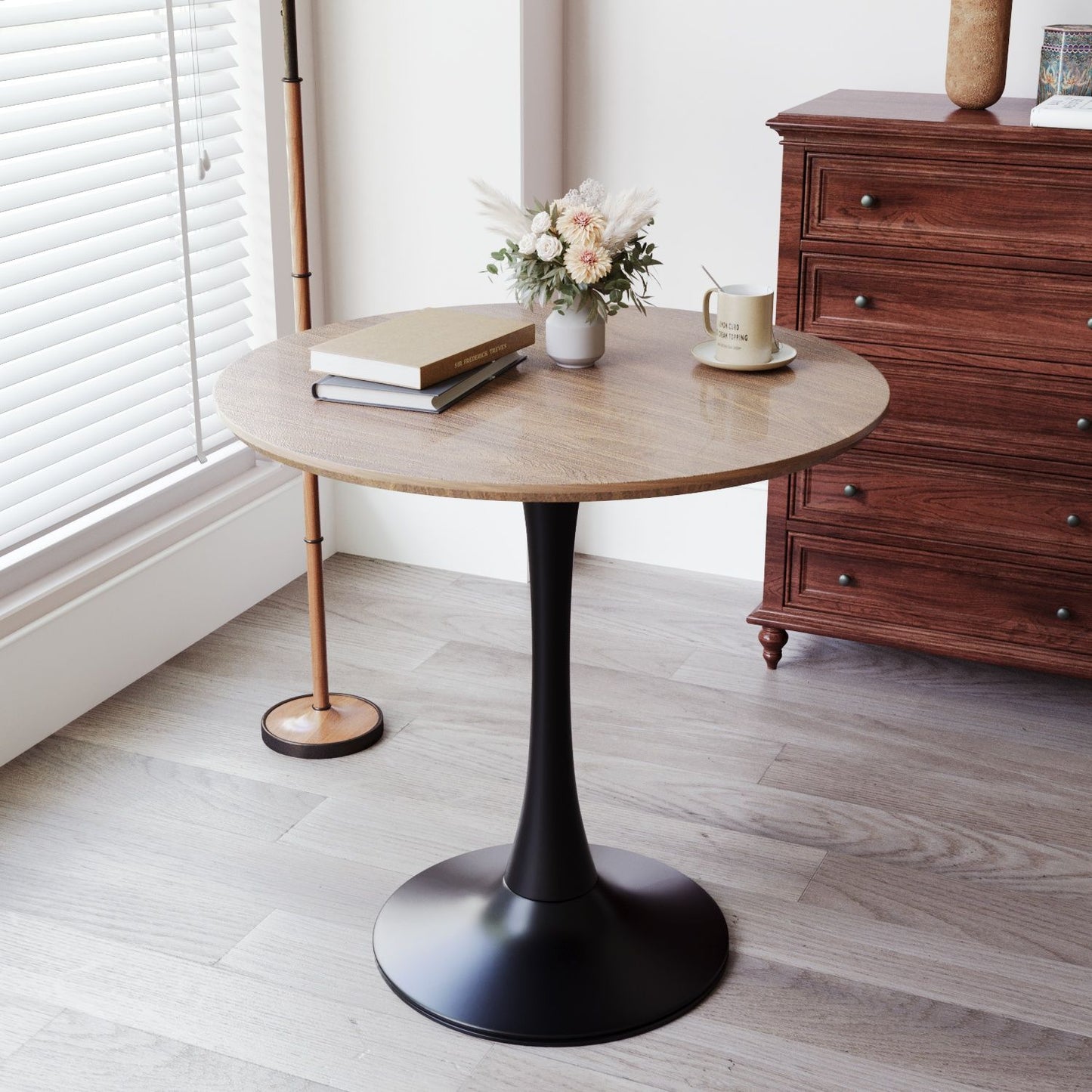 Mid-Century Round Dining Table With Pedestal Base For 2 - 4 People Home Essentials