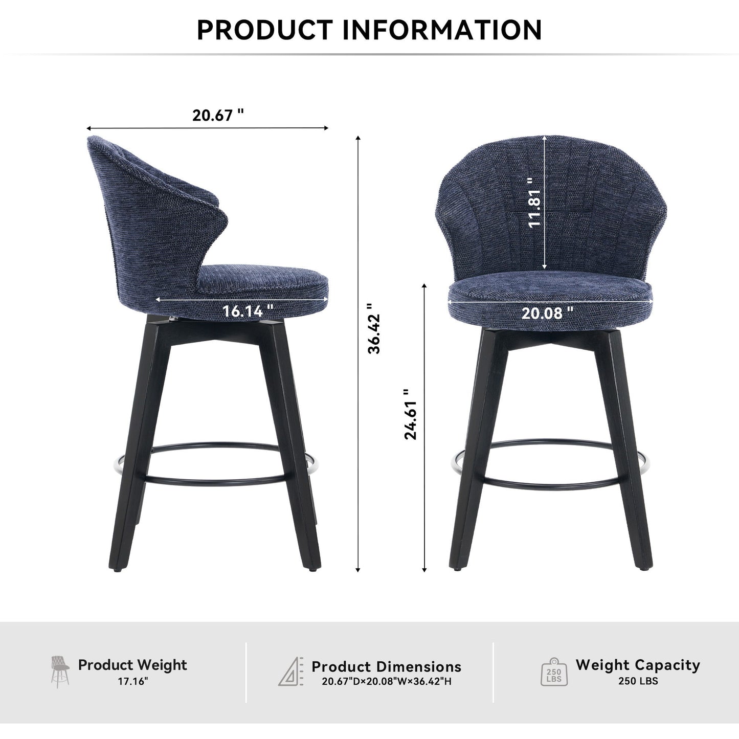 Wing Back Swivel Bar Stools (Set of 2) Home Essentials