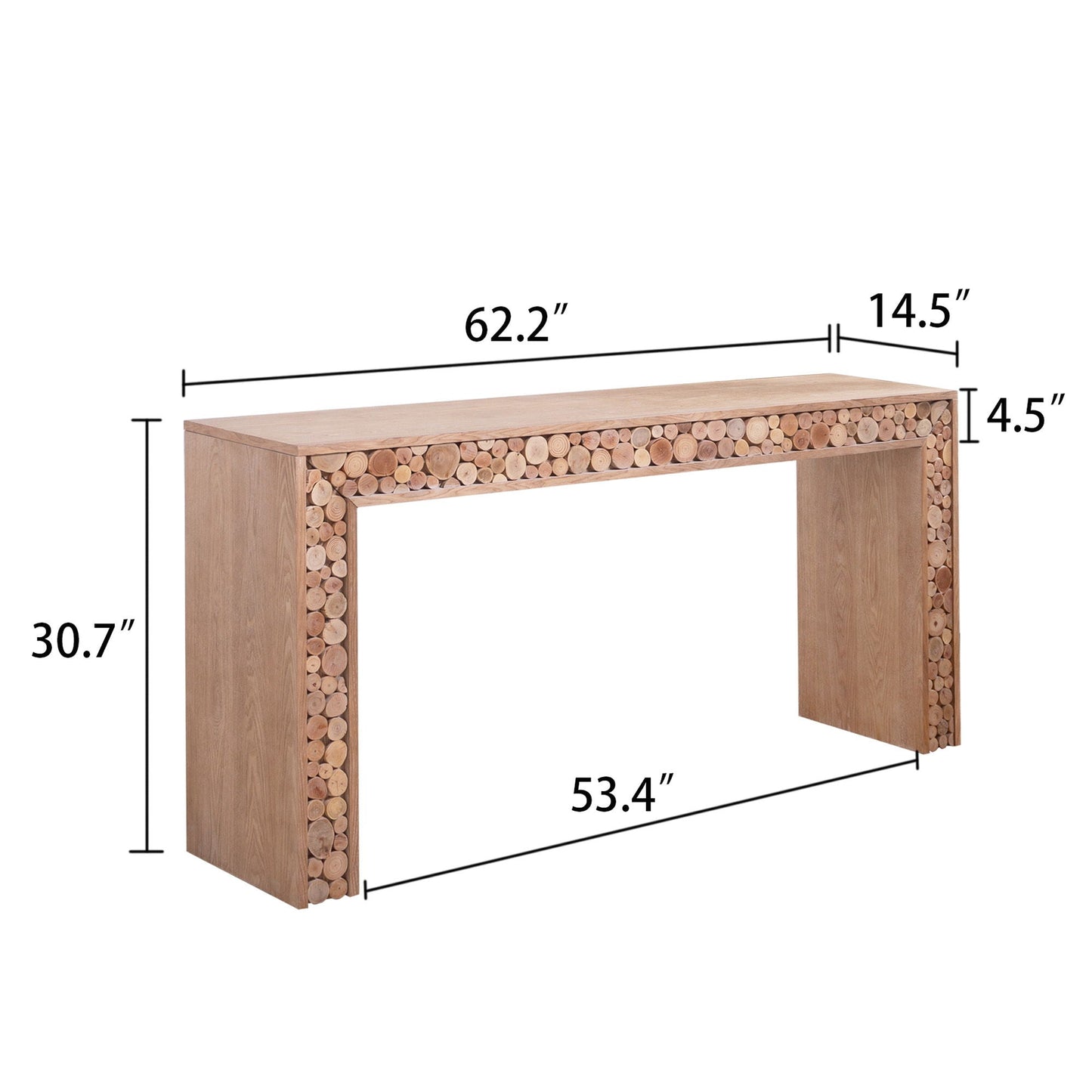 Rustic Wood Console Table With Natural Log Accents, Entryway Table, Narrow Sofa Table, Hallway Accent Table, Modern Farmhouse Style - Natural Home Essentials