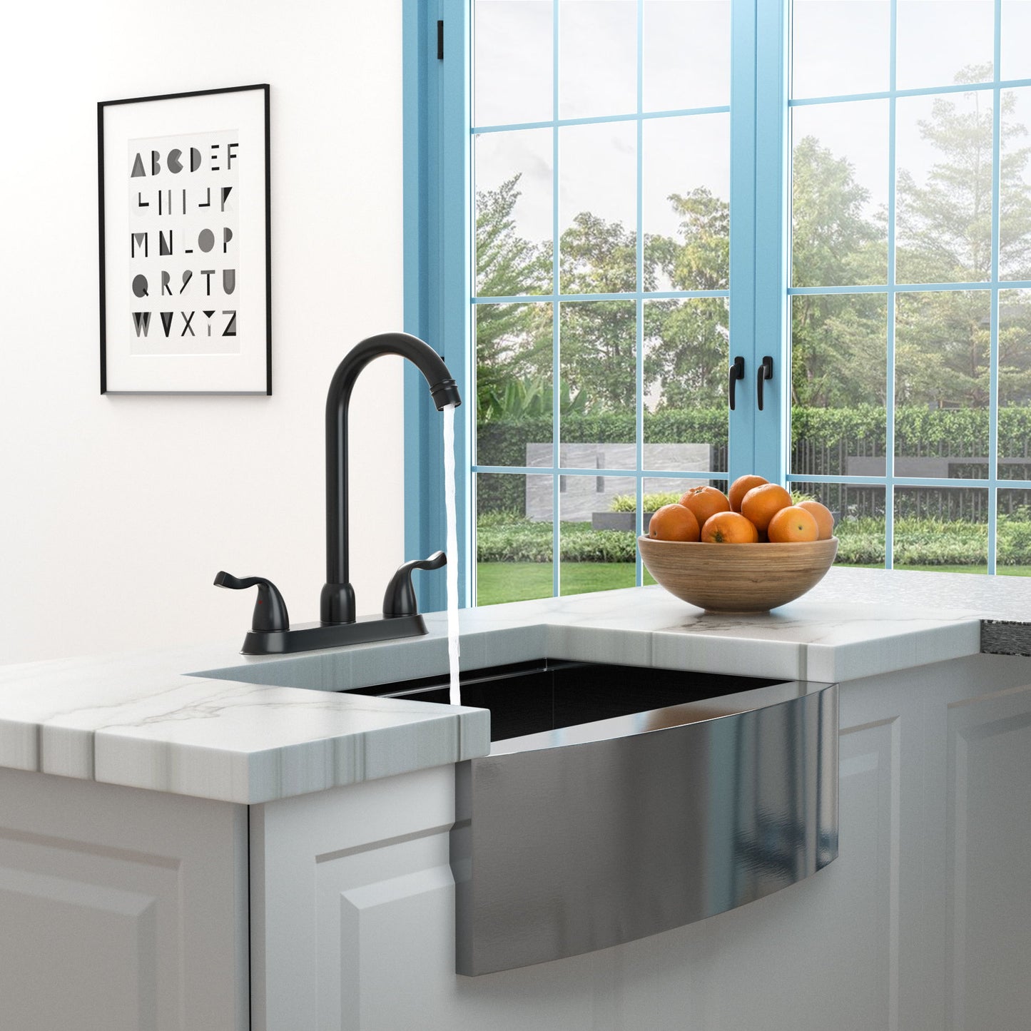Stainless Steel Kitchen Sink Faucet With 2 Handles, 3 Hole Installation Daily Nest