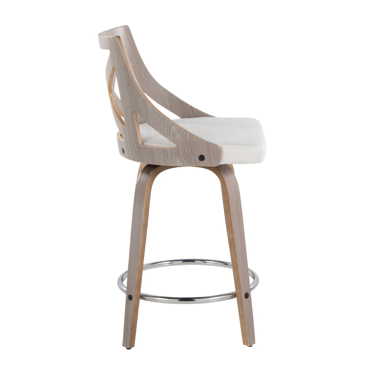 Charlotte - Farmhouse Fixed Height Counter Stool & Swivel With Round Footrest (Set of 2) Lumi Source