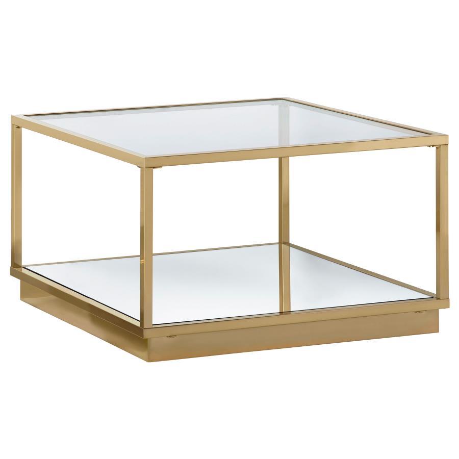 Renee - 2 Piece Square Coffee Table Set - Rose Brass CoasterElevations
