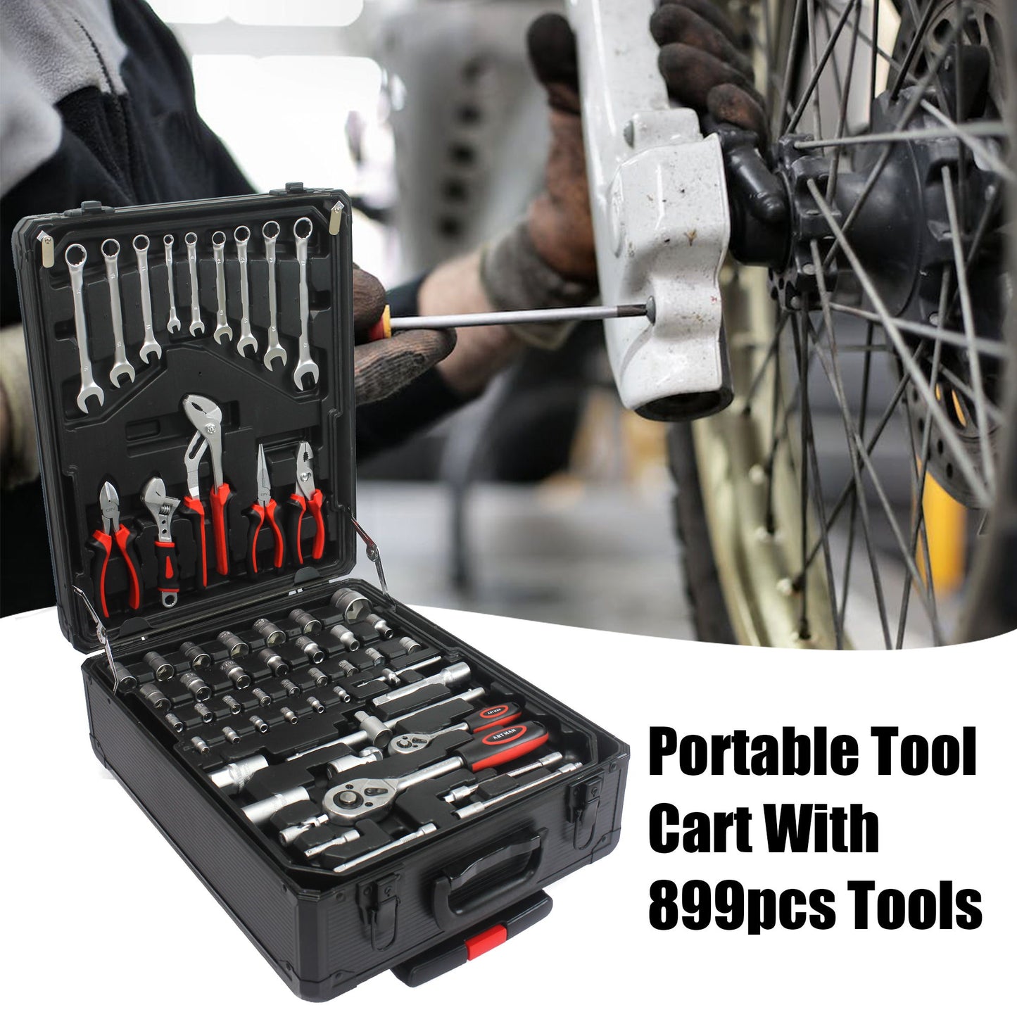 899 Piece Home Repair Tool Set With Rolling Plastic Toolbox, 4 Drawers, General Household Maintenance Kit Daily Nest