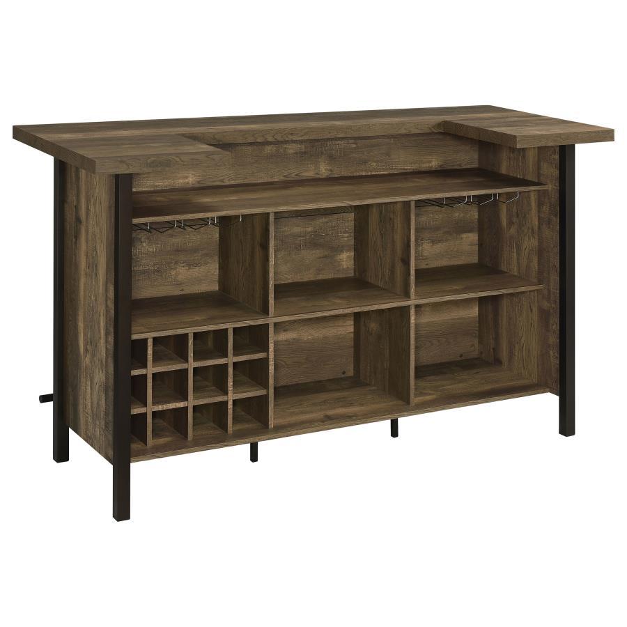 Bellemore - Freestanding Home Bar Wine Cabinet - Rustic Oak CoasterEssence