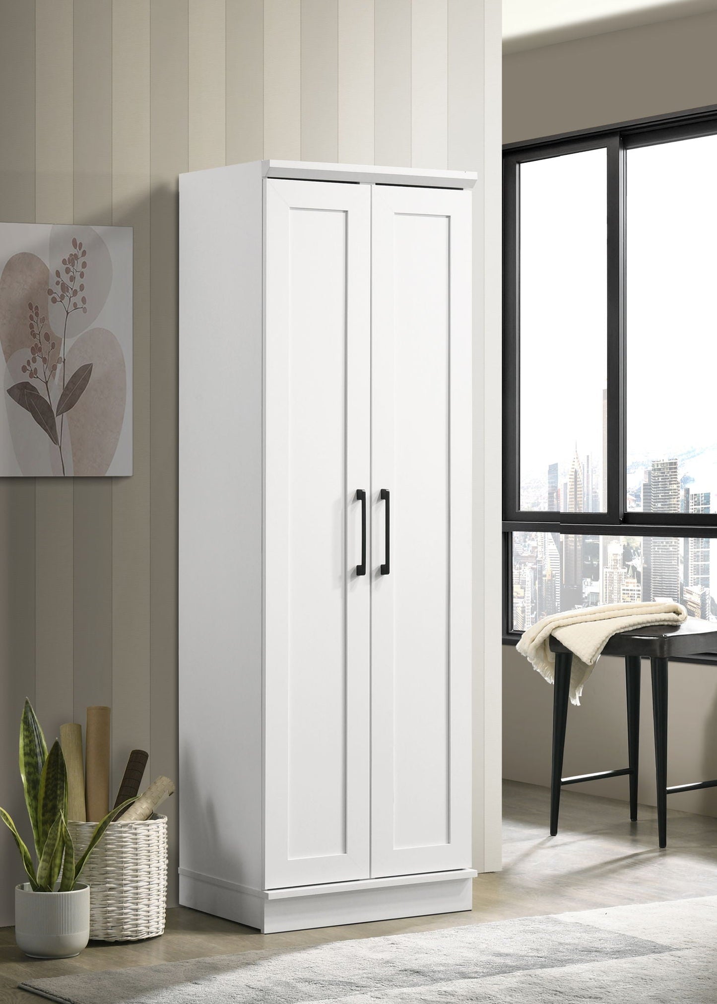 Evelyn - Sleek Storage Cabinet With Framed Panel Design - White Lilola Home