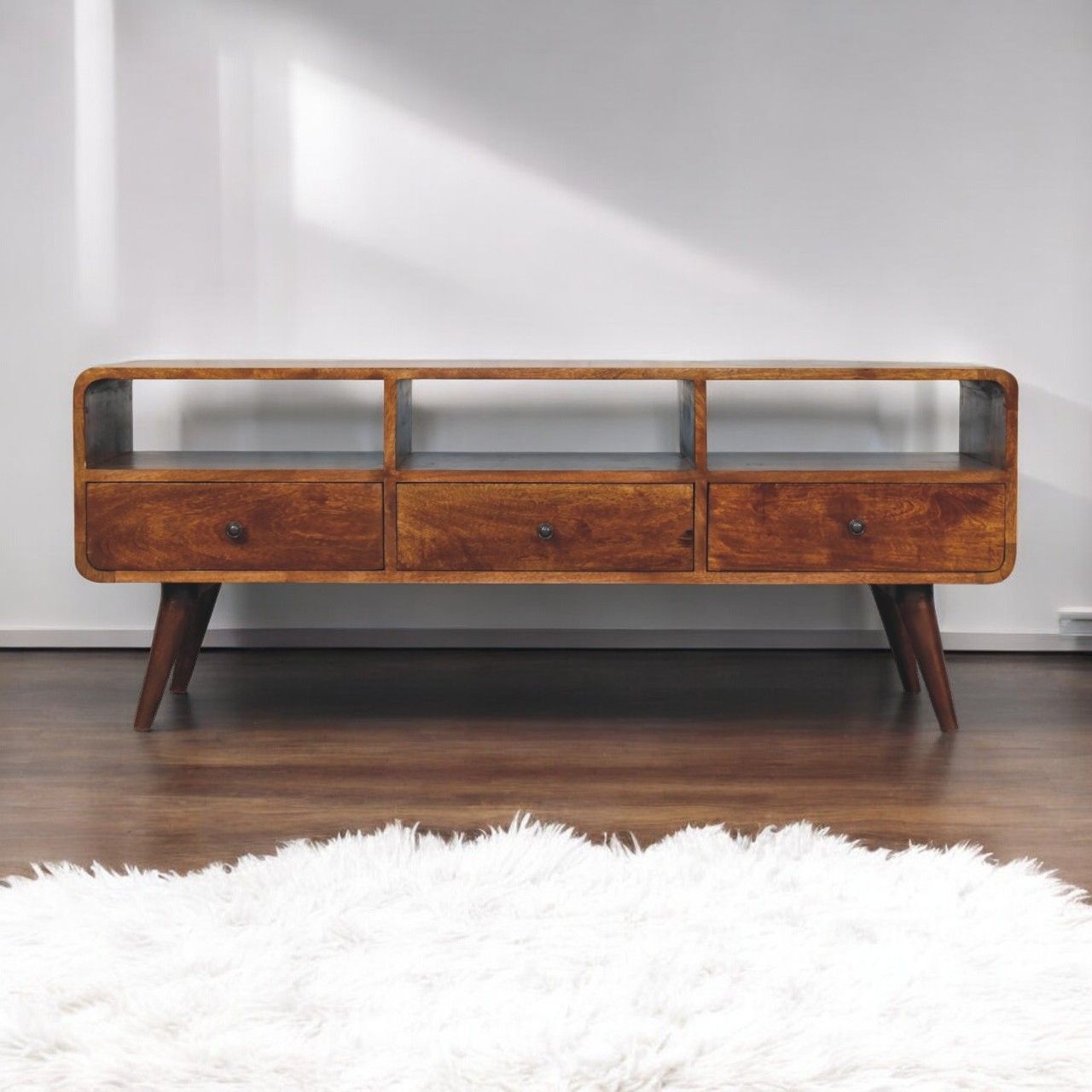 Trio Curved Media Unit - Antique Bronze Artisan Furniture
