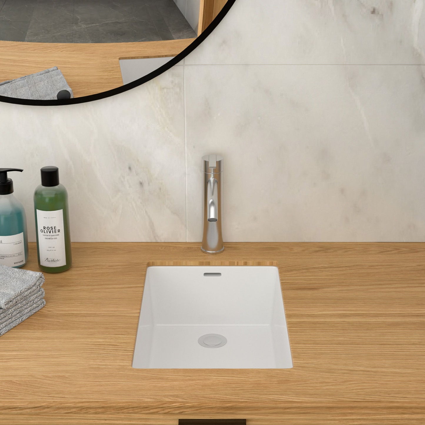 Vertical Undermount Bathroom Sink With Overflow - White Daily Nest