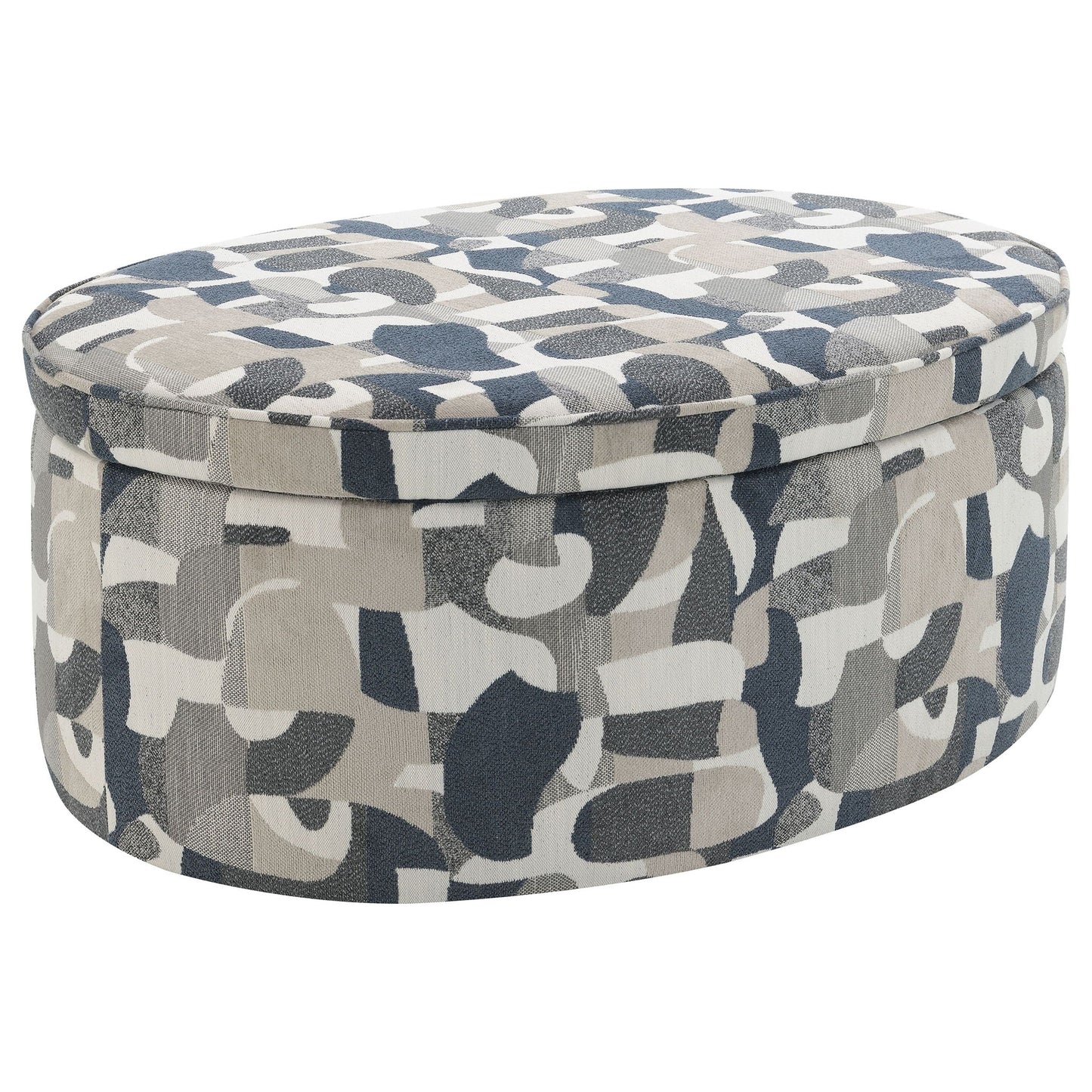 Tomkins - Oval Upholstered Storage Ottoman - Indigo Blue Coaster Fine Furniture