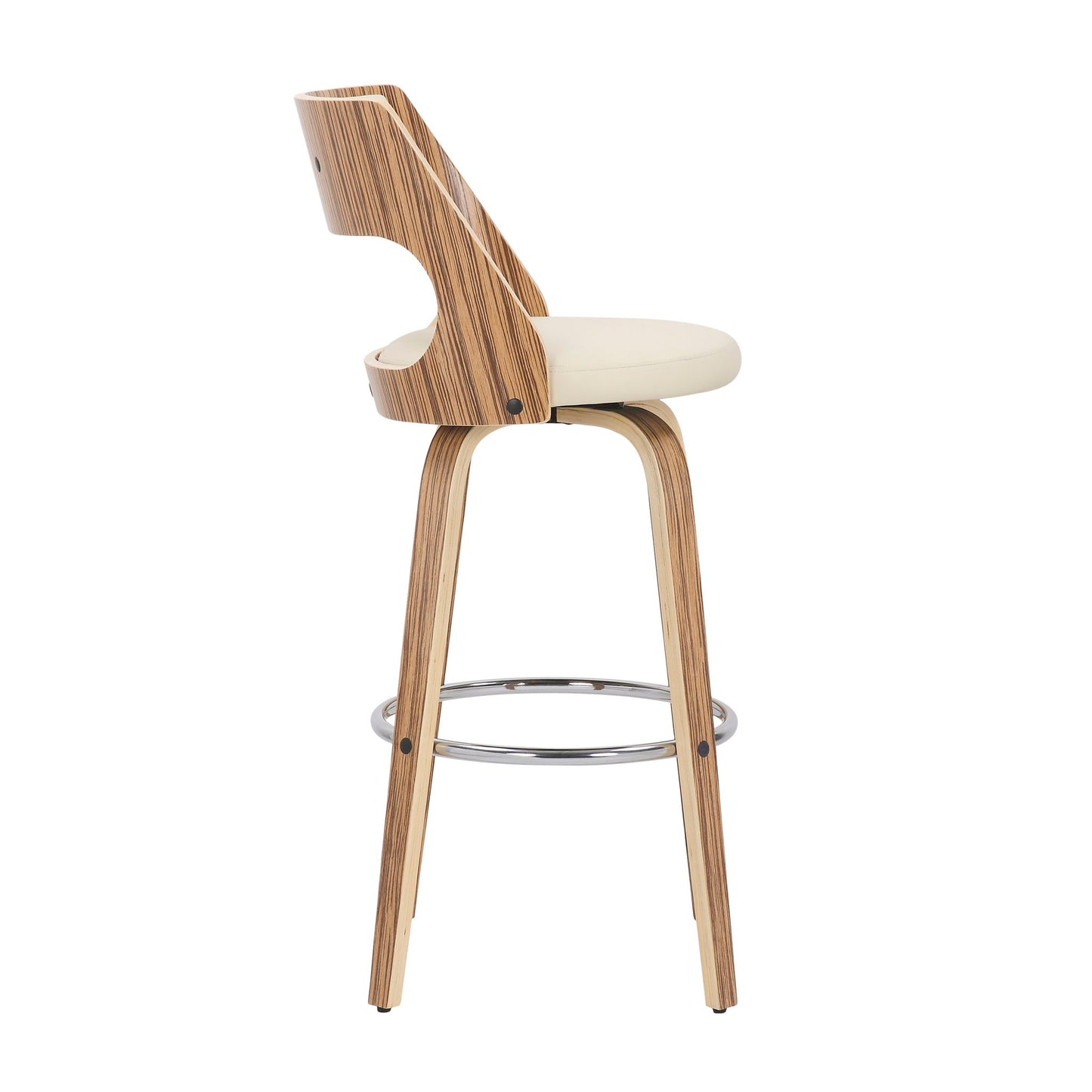 Cecina - Mid-Century Modern Fixed Height Barstool With Swivel (Set of 2) - Zebra / Cream Lumi Source