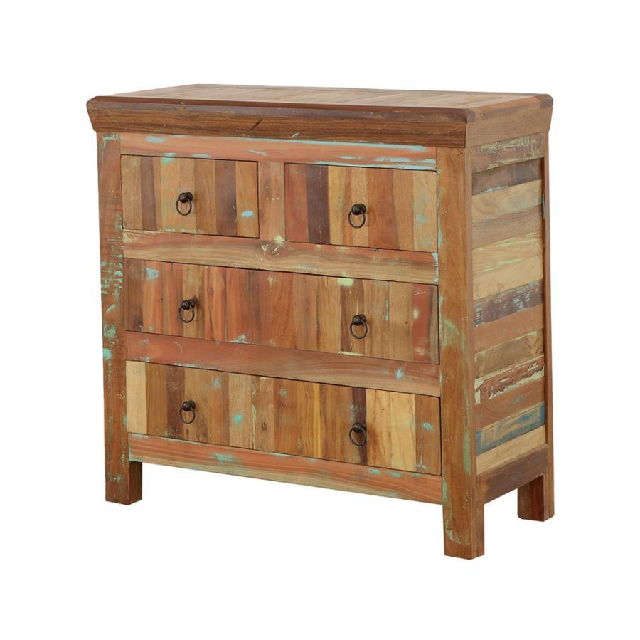 Harper - 4-Drawer Solid Reclaimed Wood Accent Cabinet - Brown CoasterElevations