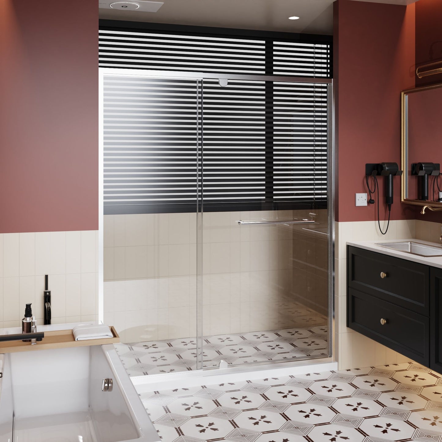 Pivot Shower Door With Handle, 1 / 4" Thick - Chrome Daily Nest