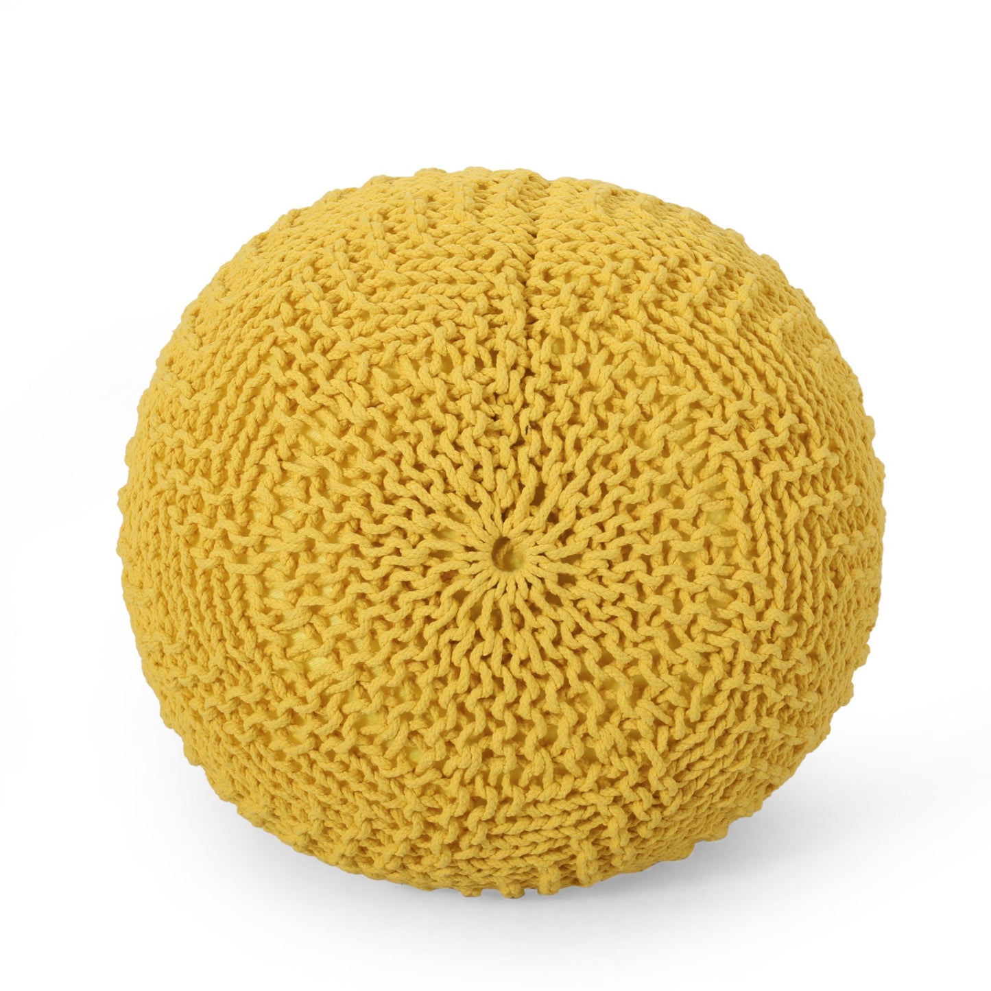 Bordeaux - Knitted Cotton Round Pouf Ottoman Home Essentials