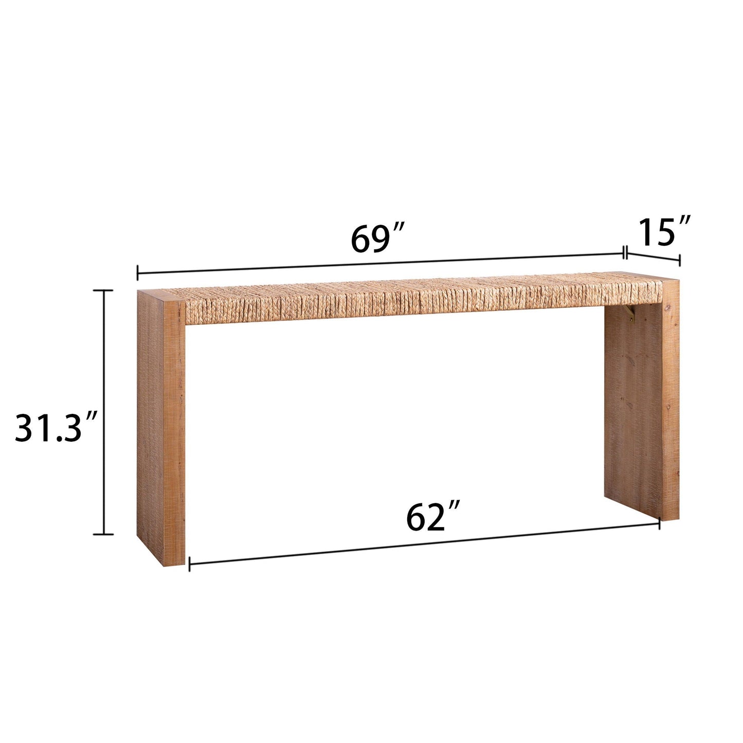 Console Table, Handwoven Top - Antique Natural / Natural Home Essentials