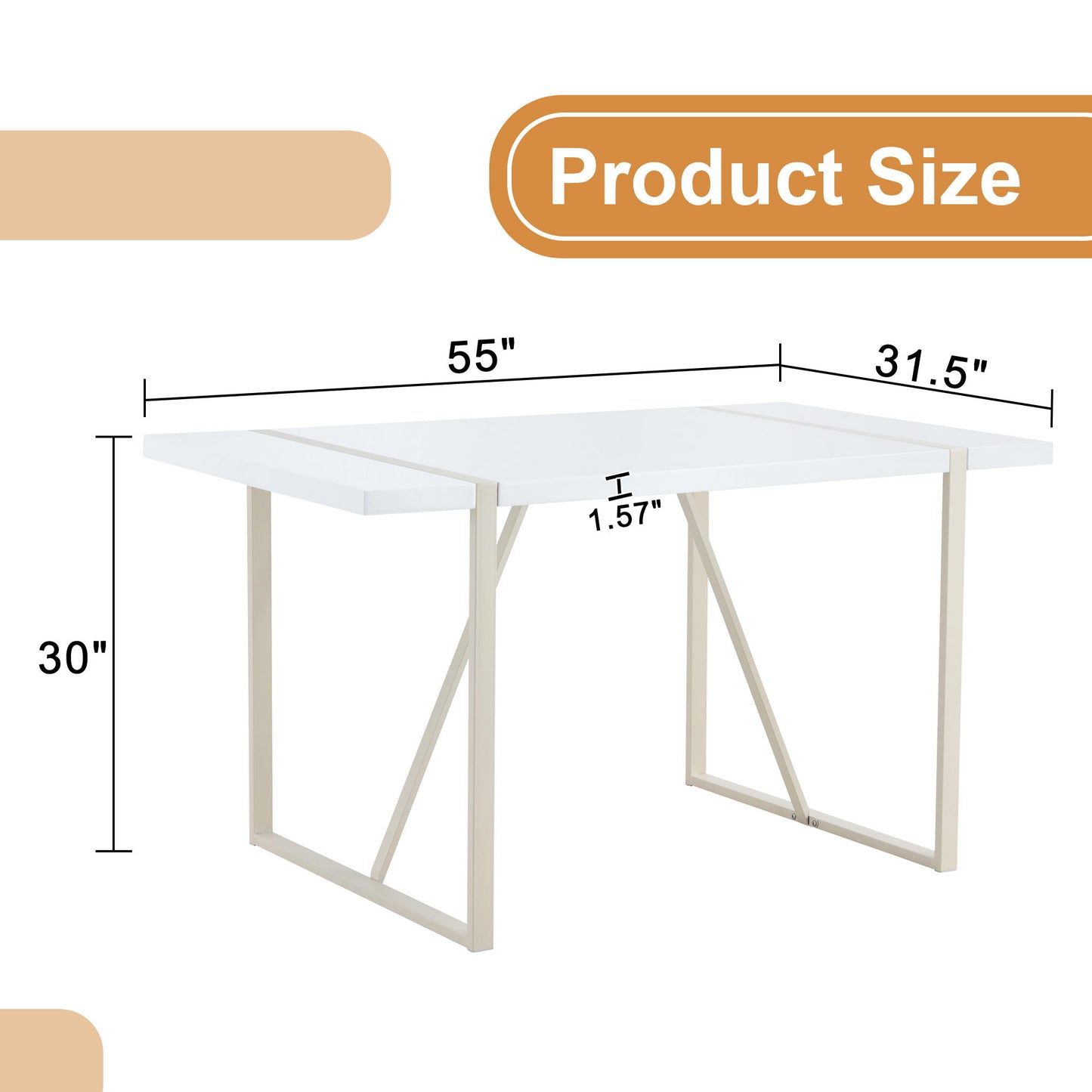 Industrial Rectangular Dining Table For 4 - 6 People Home Essentials