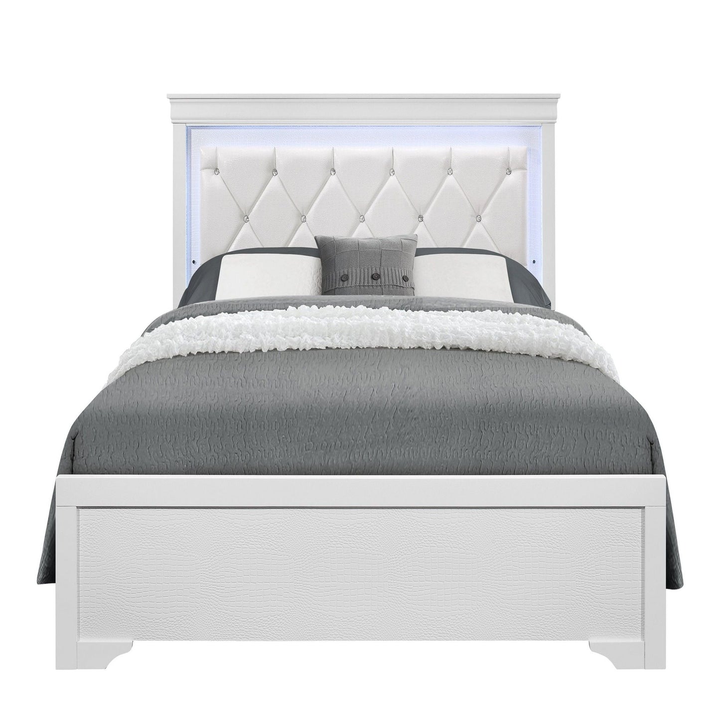 Shaker - Bed With LED Lighting And Crystal Inspired Tufted Headboard Global Furniture USA