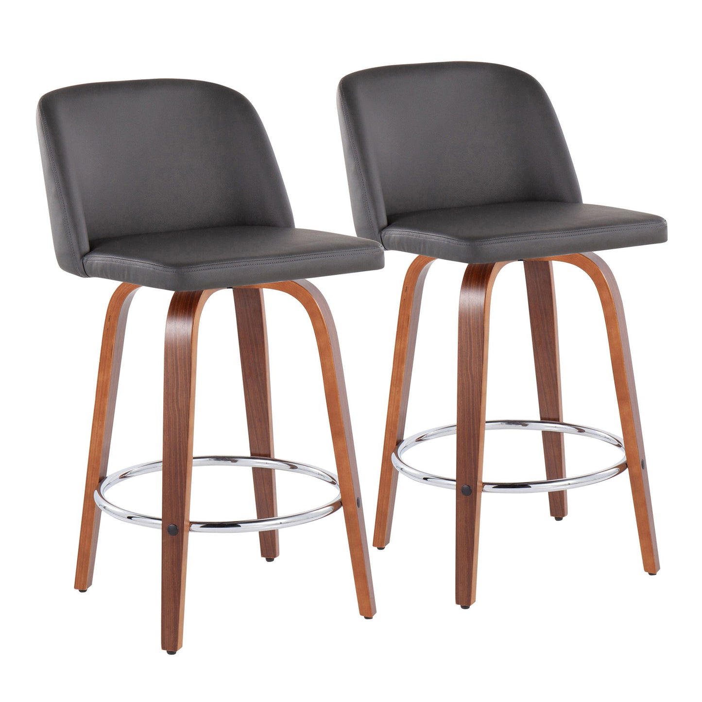 Toriano - Mid-Century Modern Fixed Height Counter Stool With Round Footrest (Set of 2) Lumi Source