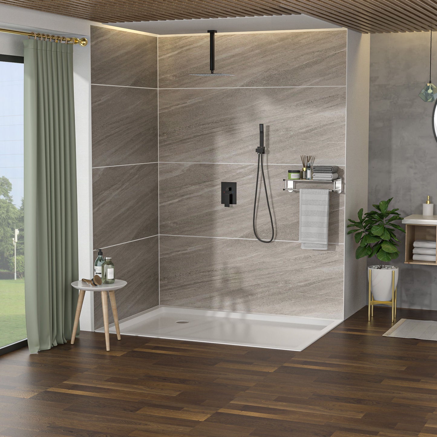 Dual Shower Head 16" Ceiling Mount Square Shower System With Rough In Valve Daily Nest