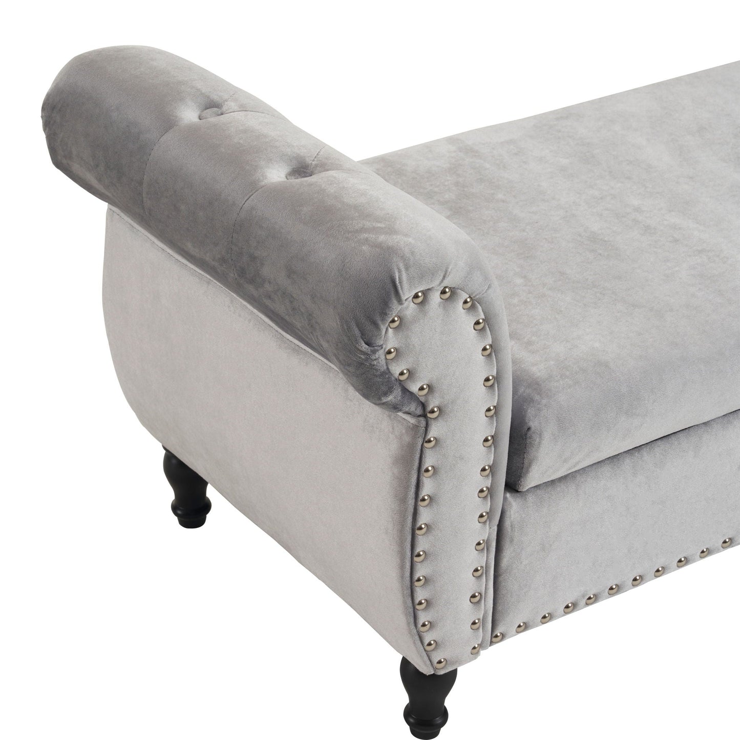 Luxurious Velvet Multifunctional Storage Ottoman Bench With Pillow Noble House